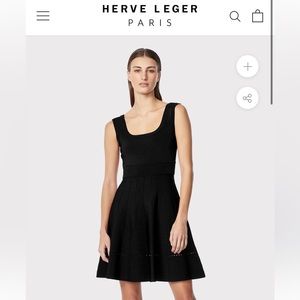 Herve Leger SCOOP NECK FIT AND FLARE MINI DRESS